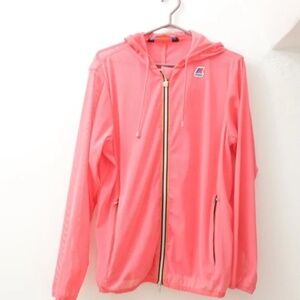 K-Way Pink mesh zip up hooded windbreaker jacket / Size L